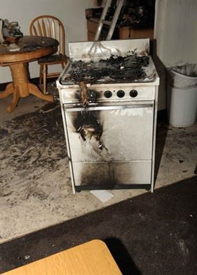 burnt oven in kitchen